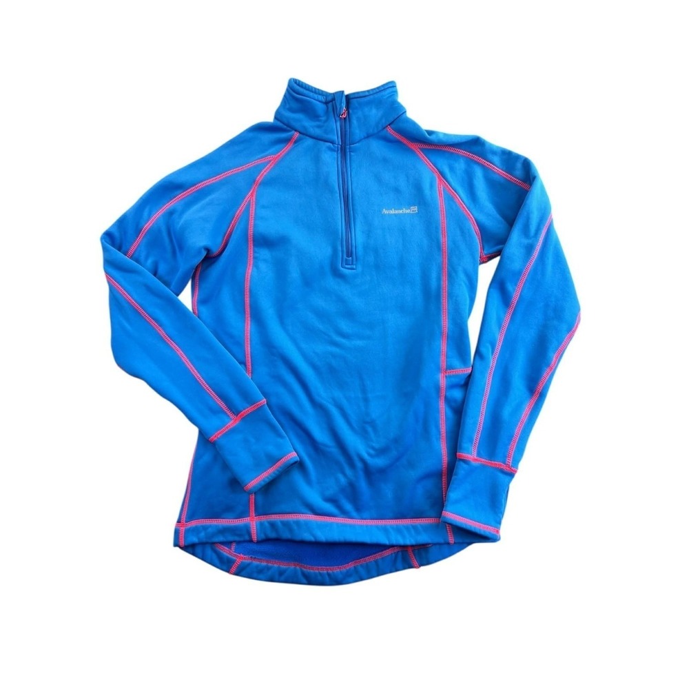 Avalanche Womens Blue Pink Trim 1/4 Zip Fleece Pullover Top Size L